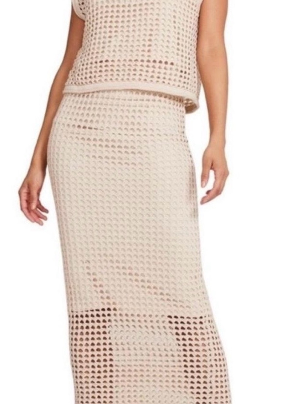 Steve Madden Cream Crochet Maxi Skirt Set